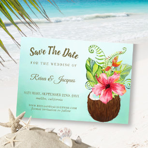 Tropisches Paradies Coconut Bouquet Hochzeit Save The Date