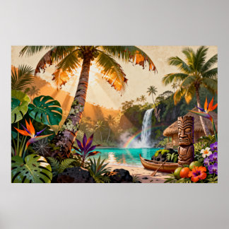 Tropisches Paradies: Ein lebendiger Inselrückzug Poster