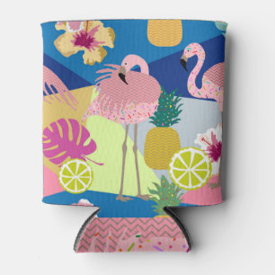 Tropisches Paradies: Flamingos Ananas dunkel Dosenkühler