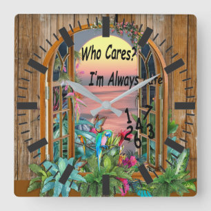 Tropisches Paradies für Flora und Fauna bei Sonnen Quadratische Wanduhr