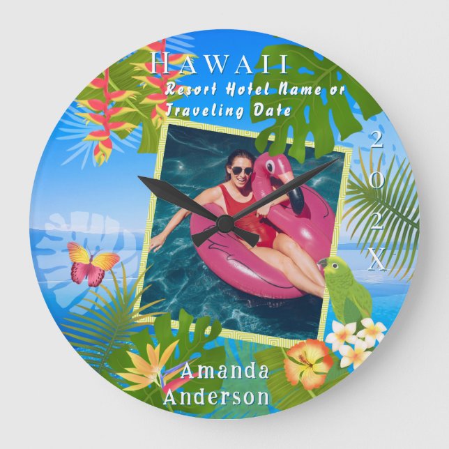 Tropisches Paradies Gedächtnismeer-Foto Große Wanduhr (Vorderseite)