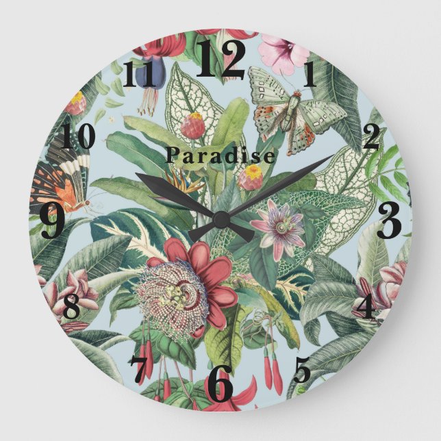 Tropisches Paradies Große Wanduhr (Vorderseite)