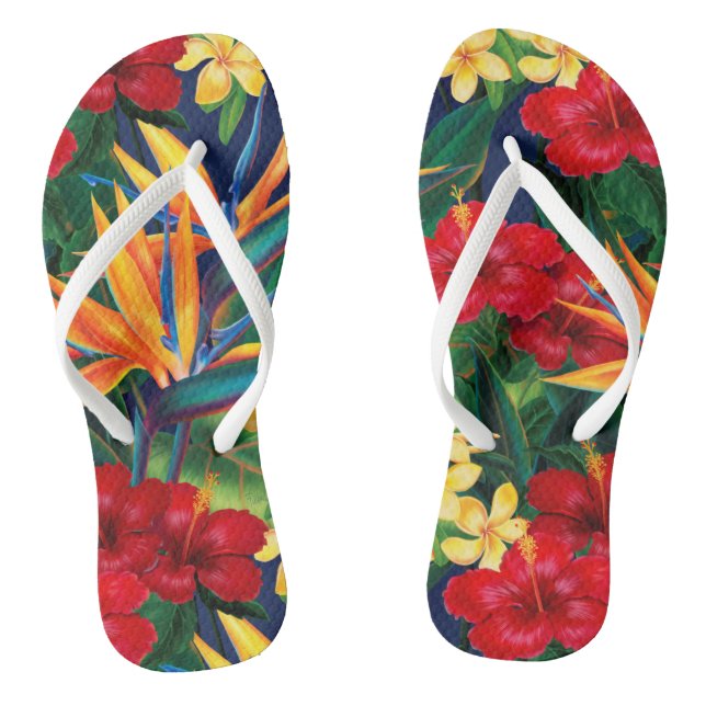 Tropisches Paradies Hawaiian Floral Flip Flops (Fußbett)