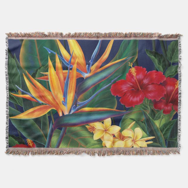 Tropisches Paradies Hawaiian Floral Throw Blanket Decke (Vorderseite)
