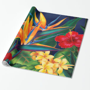 Tropisches Paradies Hawaiian Floral Wrapping Paper Geschenkpapier