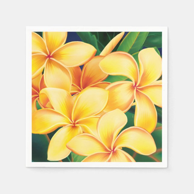 Tropisches Paradies Hawaiian Plumeria Floral Serviette (Vorderseite)