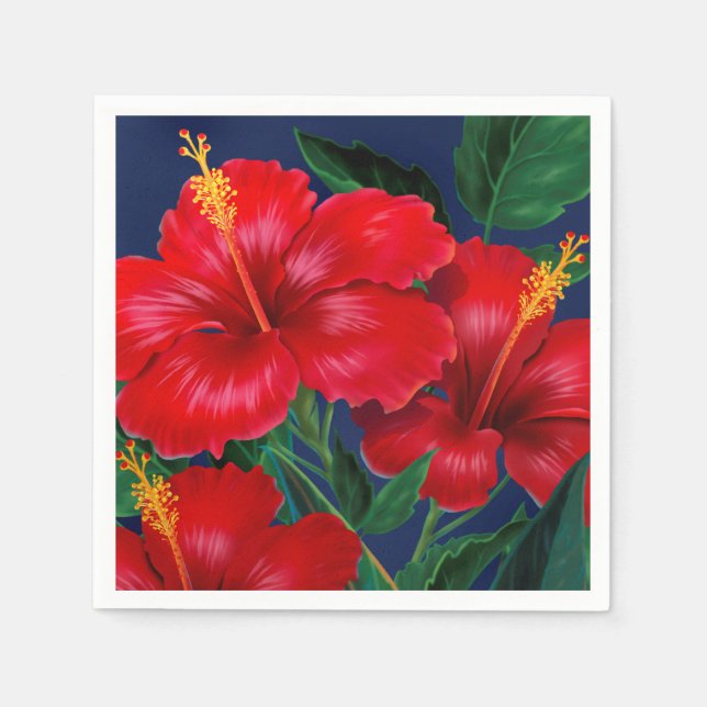 Tropisches Paradies Hawaiianischer Hibiskus Serviette (Vorderseite)