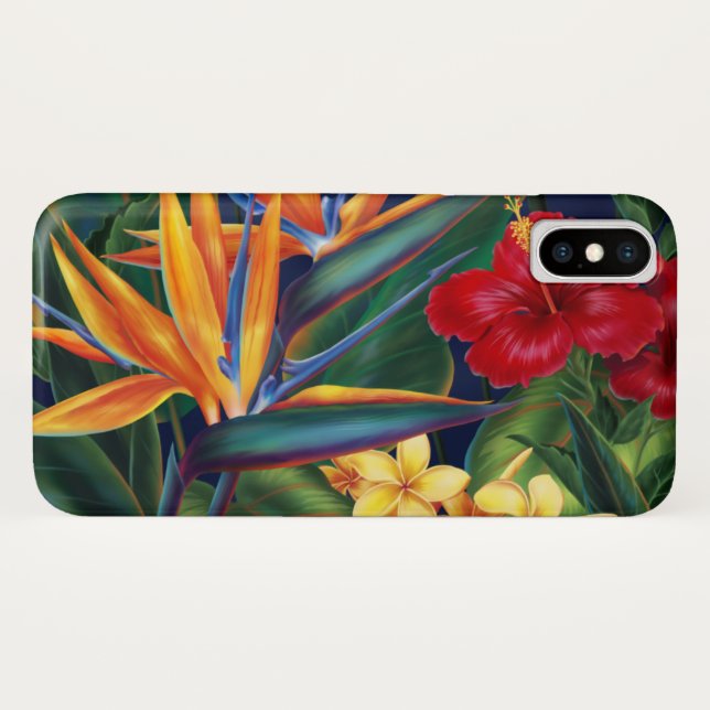 Tropisches Paradies-hawaiisches Blumen Case-Mate iPhone Hülle (Rückseite (Horizontal))