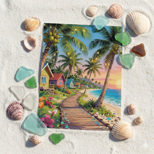 Tropisches Paradies Küsten Strandhaus Hallo Postkarte