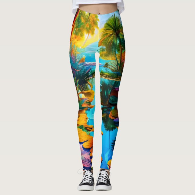 Tropisches Paradies Leggings (Vorderseite)