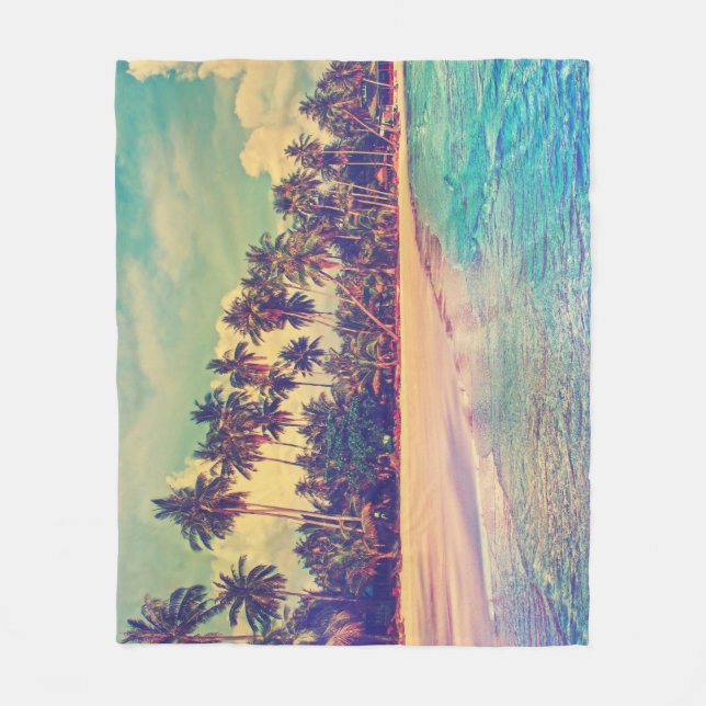 Tropisches Paradies: Meer, Hotel, Strand. Fleecedecke (Vorderseite)