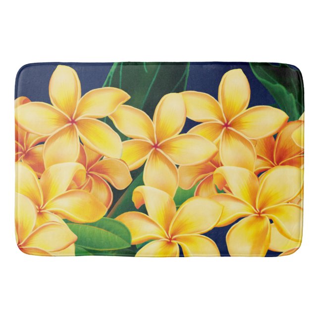 Tropisches Paradies Plumeria Hawaiian Badematte (Vorderseite)