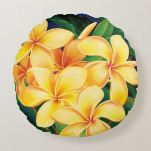 Tropisches Paradies Plumeria Hawaiian Rundes Kissen