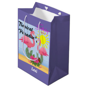 Tropisches Paradies Rosa Flamingo - Geschenktasche Mittlere Geschenktüte