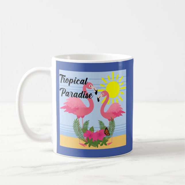 Tropisches Paradies Rosa Flamingo - Klassische Tas Kaffeetasse (Links)