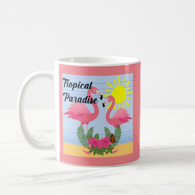 Tropisches Paradies Rosa Flamingo - Klassische Tas Kaffeetasse (Links)