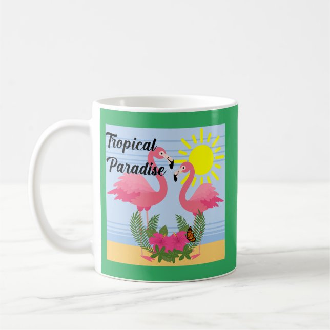 Tropisches Paradies Rosa Flamingo - Klassische Tas Kaffeetasse (Links)