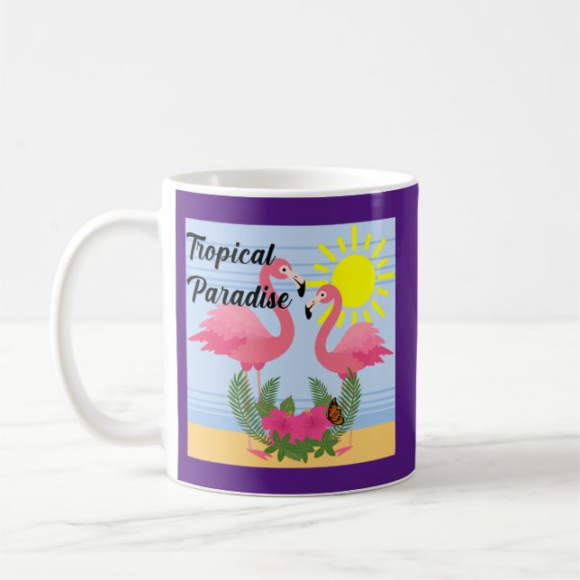 Tropisches Paradies Rosa Flamingo - Klassische Tas Kaffeetasse (Links)