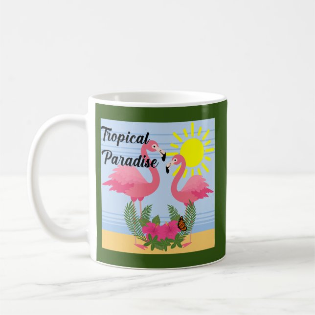 Tropisches Paradies Rosa Flamingo - Klassische Tas Kaffeetasse (Links)