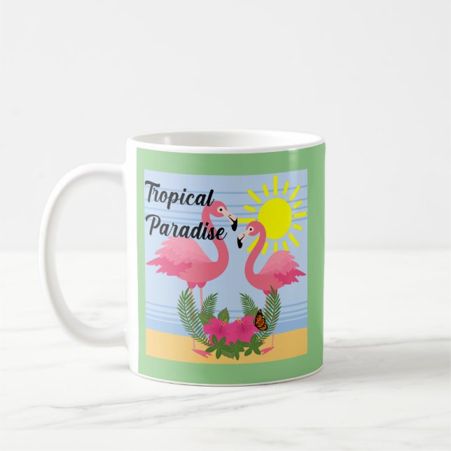 Tropisches Paradies Rosa Flamingo - Klassische Tas Kaffeetasse (Links)