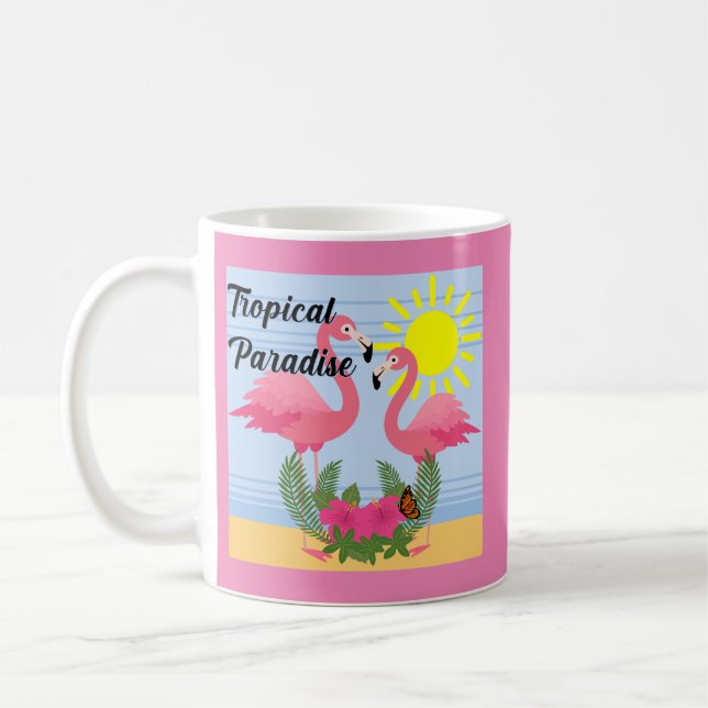 Tropisches Paradies Rosa Flamingo - Klassische Tas Kaffeetasse (Links)
