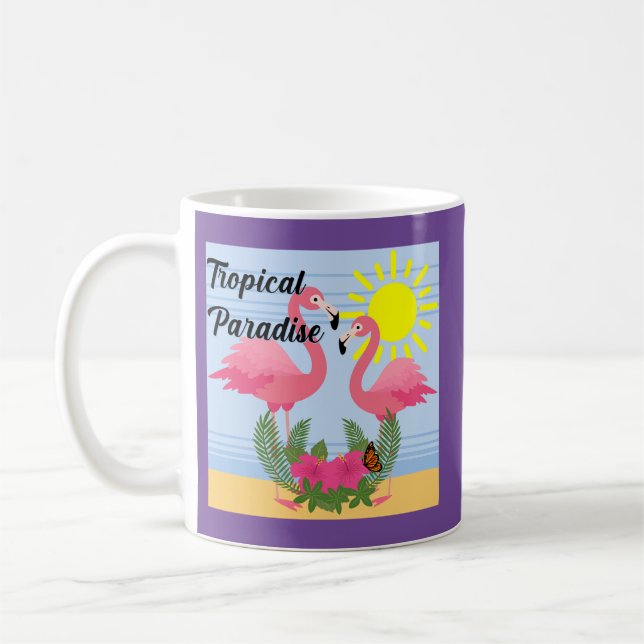 Tropisches Paradies Rosa Flamingo - Klassische Tas Kaffeetasse (Links)