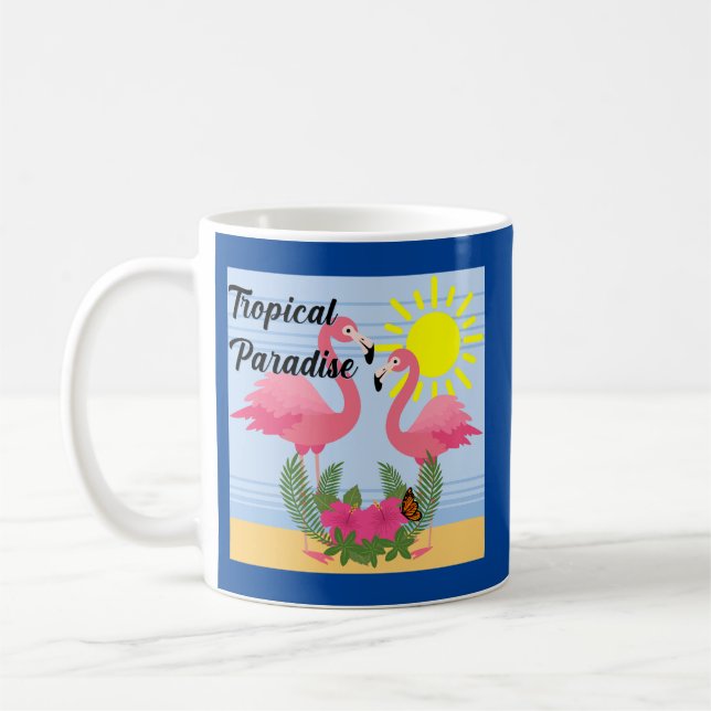 Tropisches Paradies Rosa Flamingo - Klassische Tas Kaffeetasse (Links)