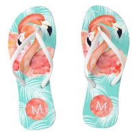 Tropisches Paradies rosa Flamingos mit Monogramm