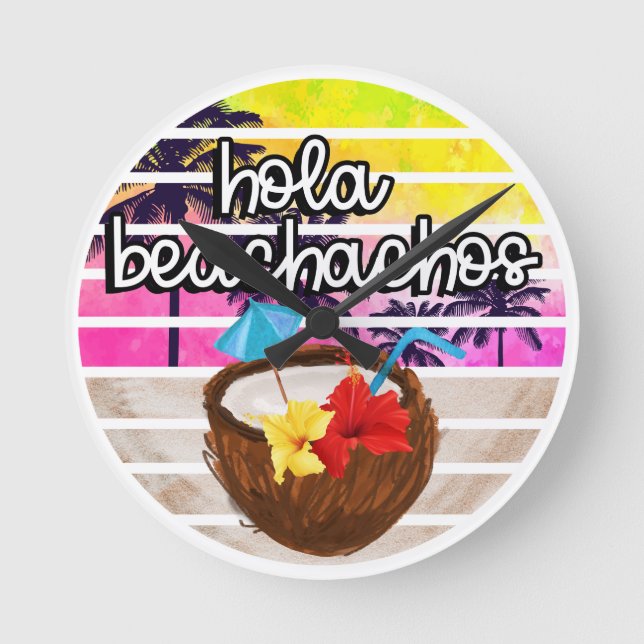 Tropisches Paradies Runde Wanduhr (Vorderseite)