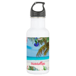Tropisches Paradies Strand Floral Hawaiian Edelstahlflasche
