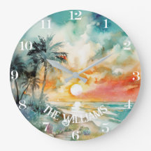 Tropisches Paradies - Strand mit Aquarellfarben