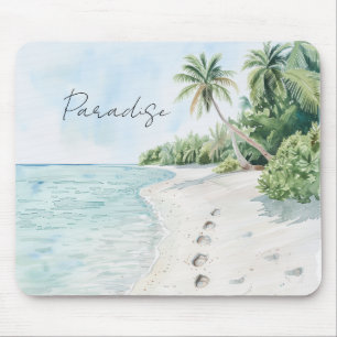 Tropisches Paradies Strand Palmen Mousepad