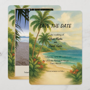 Tropisches Paradies Wasserfarbe Save the Date