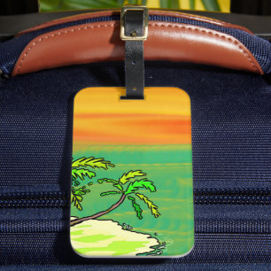 Tropisches Paradies Wüsteninsel Orange Sunset Gepäckanhänger