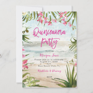Tropisches Party am Strand Quinceanera Einladung