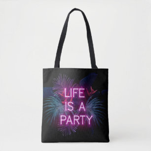 Tropisches Party, Blätter aus Neonpalmen.