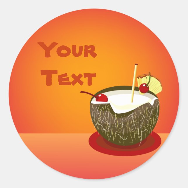 Tropisches Party Coconut Drink Sticker (Vorderseite)