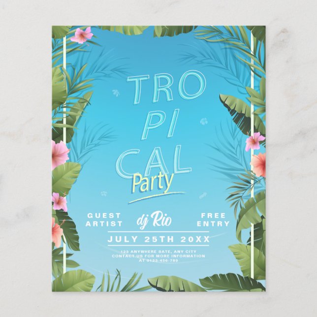 Tropisches Party Flyer, Hawaii Sommer Party Flyer (Vorne)
