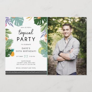 Tropisches Party Luau Aloha Man Einladung zum Gebu