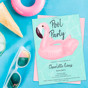 Tropisches Party Rosa Flamingo Sweet 16 Einladung