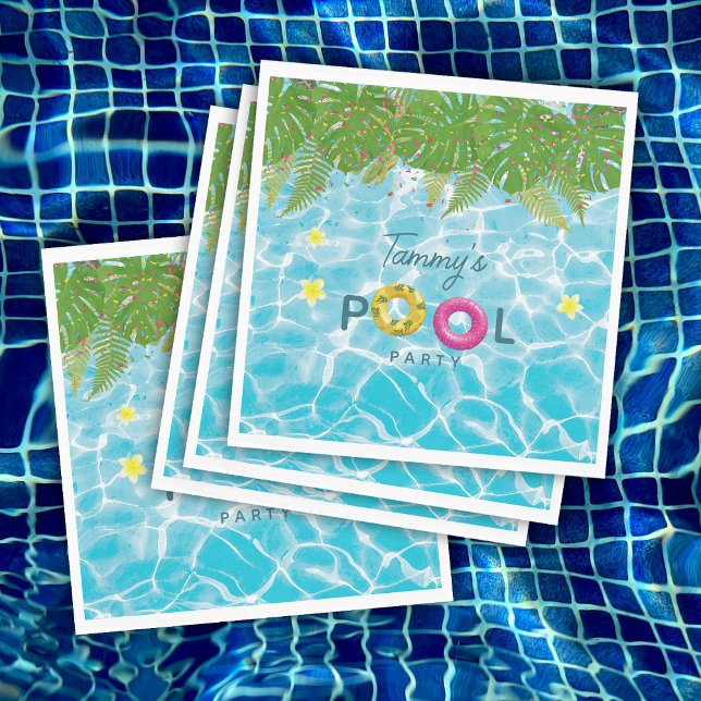 Tropisches Party Schwimmbad Geburtstag Serviette (Tropical Pool Party Swimming Pool Birthday Napkins)