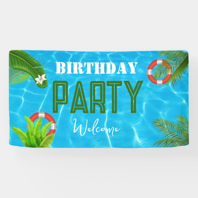 Tropisches Party | Sommer Geburtstag Banner (Horizontal)