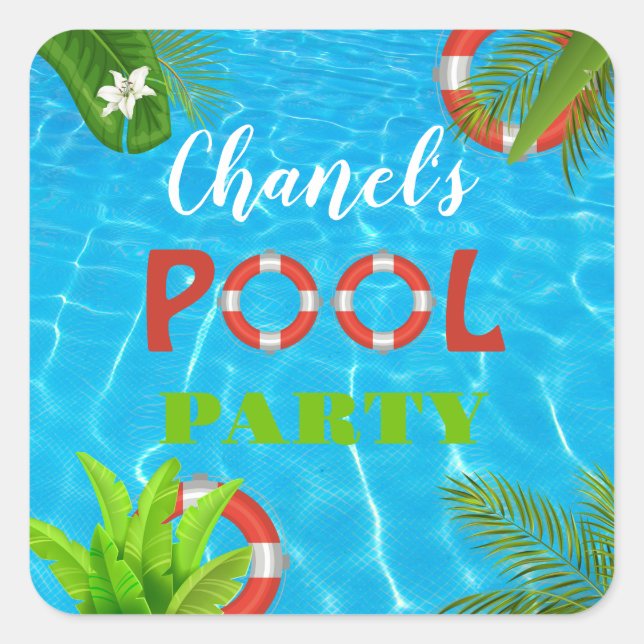 Tropisches Party | Sommer Geburtstag Quadratischer Aufkleber (Vorderseite)