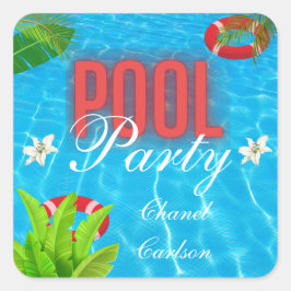 Tropisches Party | Sommer Geburtstag Quadratischer Aufkleber