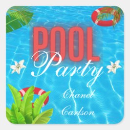 Tropisches Party | Sommer Geburtstag Quadratischer Aufkleber