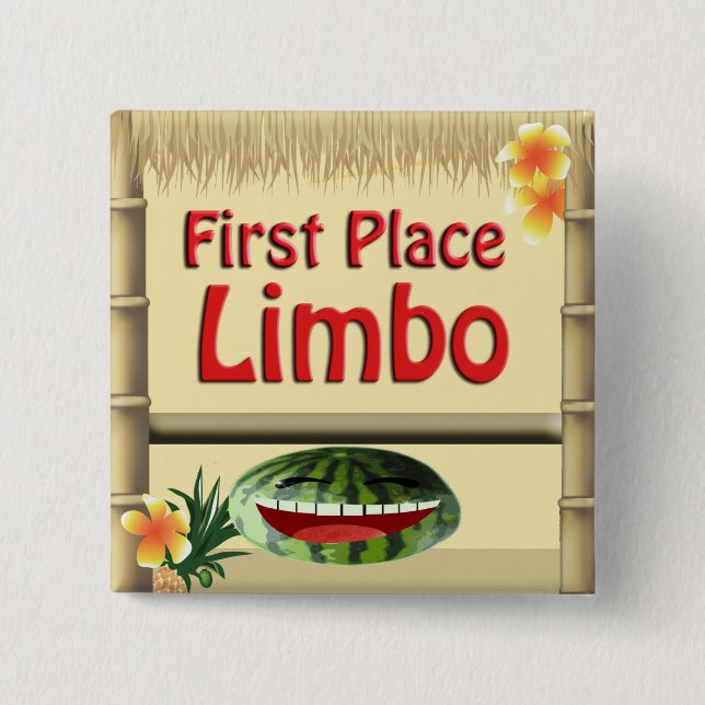 Tropisches Party Tiki Hut 1st Place Limbo Button (Vorderseite)
