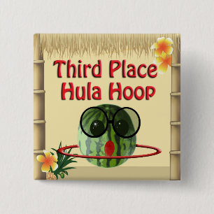 Tropisches Party Tiki Hut 3. Platz Hula Hoop Button