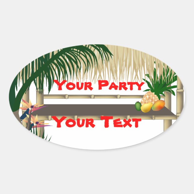 Tropisches Party Tiki Hut Oval Sticker 2 (Vorderseite)