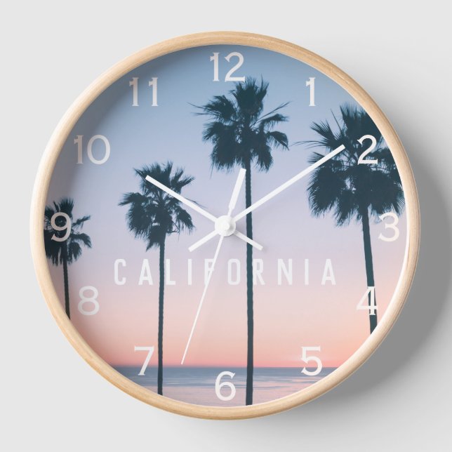 Tropisches Pastel Ombre Pink & Blue Palm Tree Sonn Uhr (Vorderseite)
