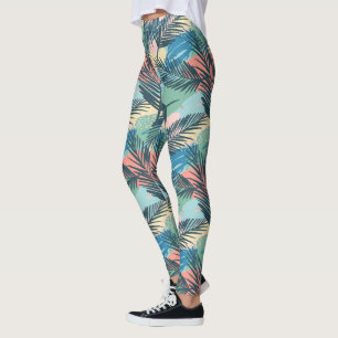 Tropisches Pastell-Leaf-Muster Leggings